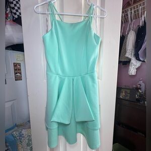 Teal Ruffle Tiered Dress w Cross Back Straps